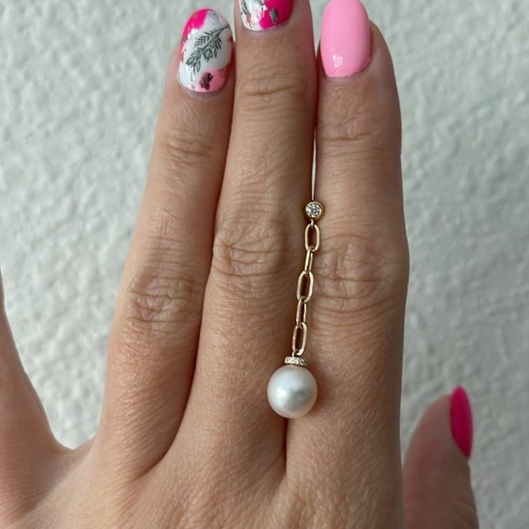 $1,860 New EFFY 14K Yellow Gold, 8MM Freshwater Pearl & Diamond Drop Earrings - Picture 6 of 14